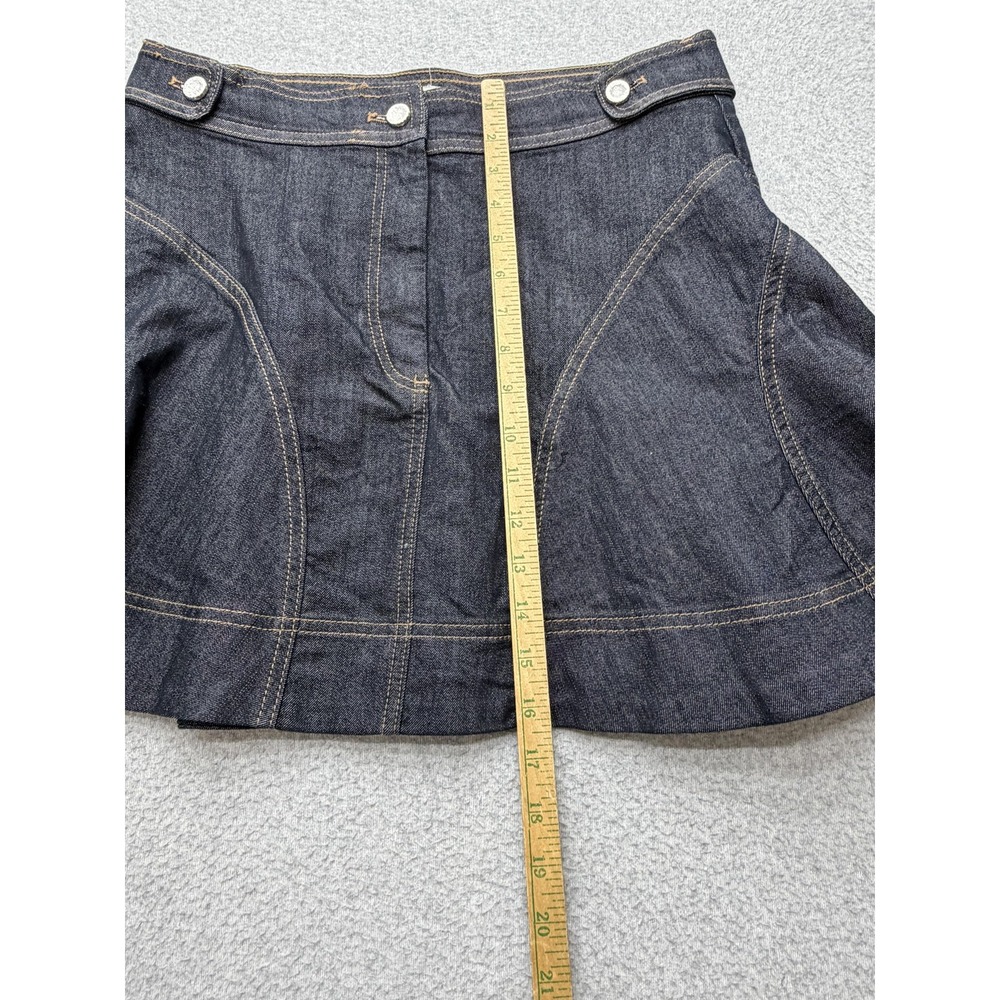 Pilcro Skirt Womens 14 Blue Denim Skater Mini Button Zip Stretch High Waist - Picture 6 of 12